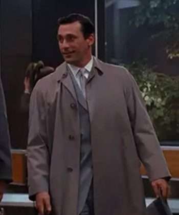 Jon Hamm Mad Men Don Draper Gray Cotton Trench Coat
