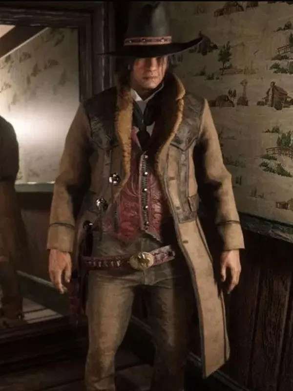 Video Game Red Dead Redemption 2 Montana Brown Leather Trench Coat
