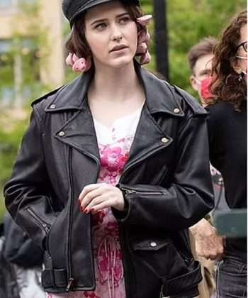 The Marvelous Mrs. Maisel Miriam Maisel Black Leather Biker Jacket