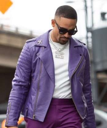 Jalen Hurts Philadelphia Eagles Purple Biker Jacket