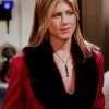 Friends Season 08 Jennifer Aniston Red Fur Wool Coat