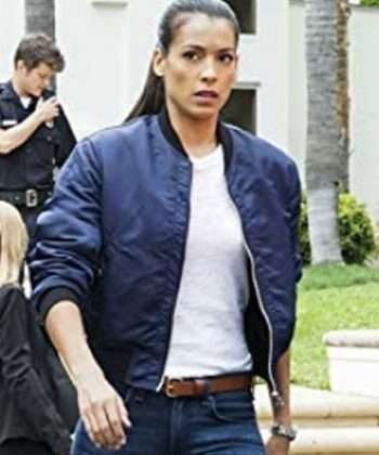 Captain Jessica Cortez S.W.A.T. Season 05 Blue Satin Bomber Jacket