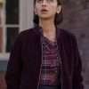 Chrissy Beppo Superman and Lois 2022 Sofia Hasmik Maroon Bomber Jacket