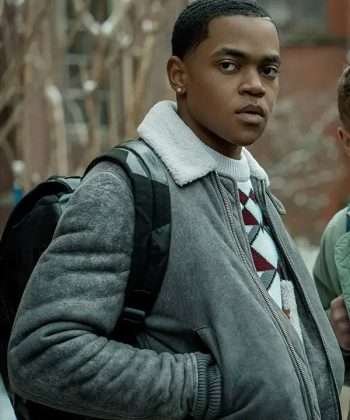 Power Book II S02 Ghost Michael Rainey Jr. Gray Shearling Leather Jacket
