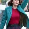 The Marvelous Mrs Maisel Rachel Brosnahan Blue Leather Jacket