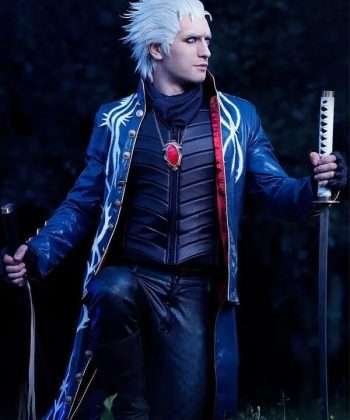 Dan Southworth Devil May Cry 3 Vergil Blue Leather Trench Coat