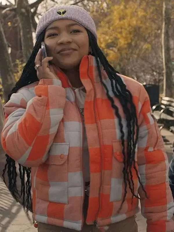 Delilah McCall The Equalizer S02 Laya DeLeon Hayes Plaid Puffer Jacket