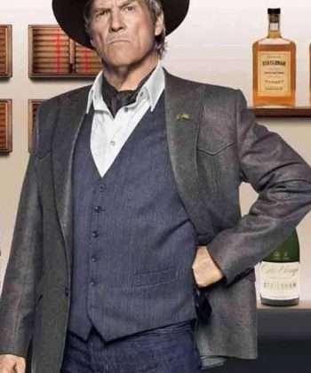 Jeff Bridges Kingsman The Golden Circle Agent Champ Grey Blazer
