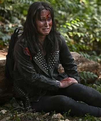 Hilary Jardine in Fire Country Meg Black Leather Jacket