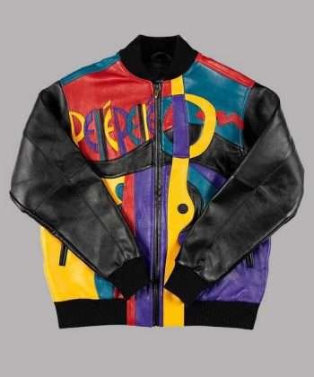 Pelle Pelle Picasso Plush Leather Multicolor Varsity Jacket