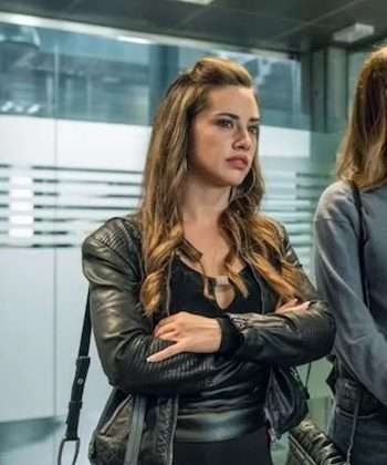 Asia Ortega Sky High Sole Black Leather Jacket