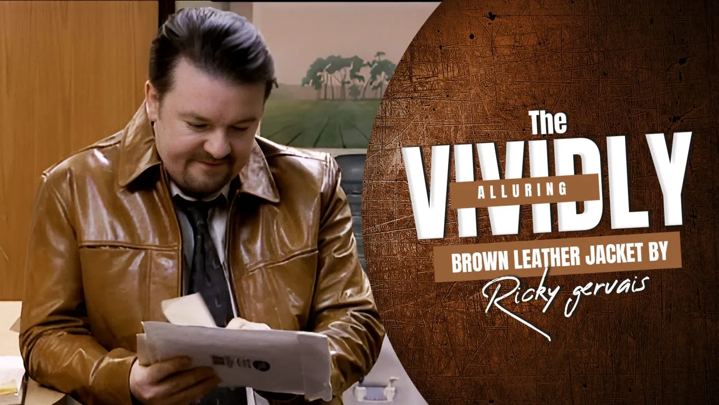 THE VIVIDLY ALLURING BROWN LEATHER JACKET BY RICKY GERVAIS