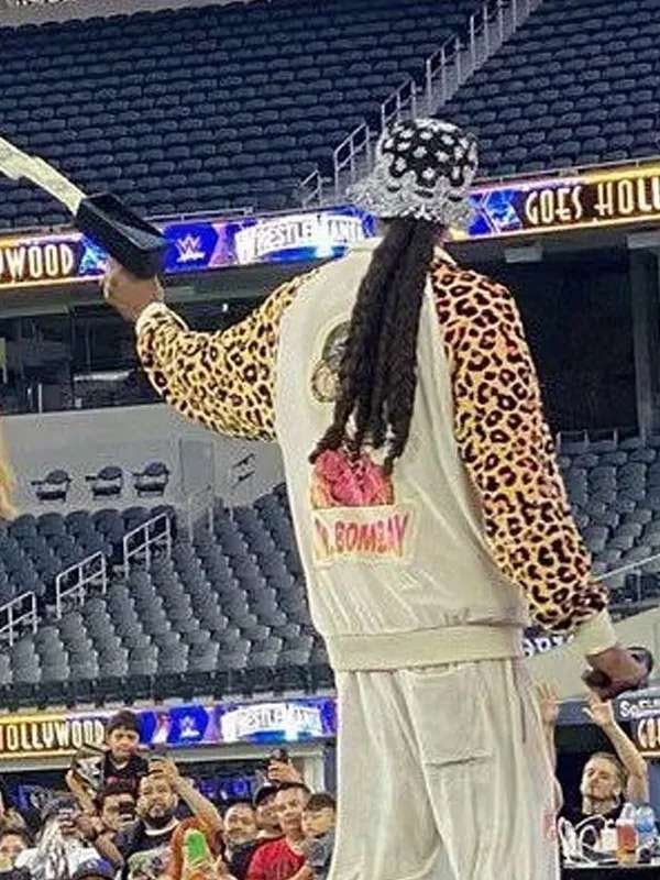 WWE Snoop Dogg Leopard Track Death Row Dr. Bombay Bomber Jacket