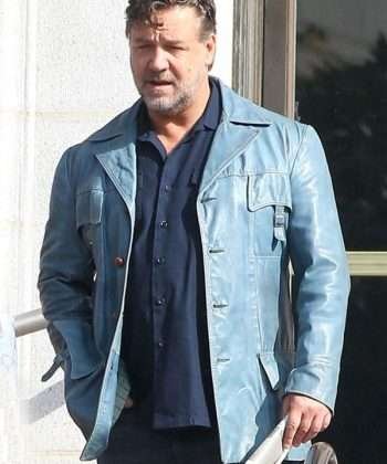Jackson Healy The Nice Guys Russell Crowe Blue Leather Jacket