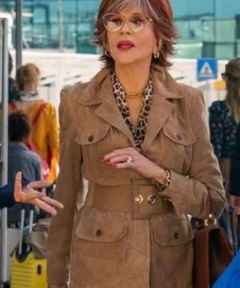 Vivian Book Club The Next Chapter Jane Fonda Brown Leather Coat