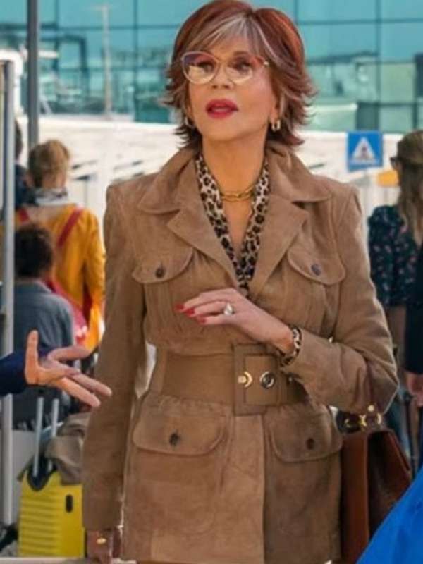 Jane Fonda Book Club The Next Chapter Brown Coat Vivian Book Club The Next Chapter Jane Fonda Brown Leather Coat