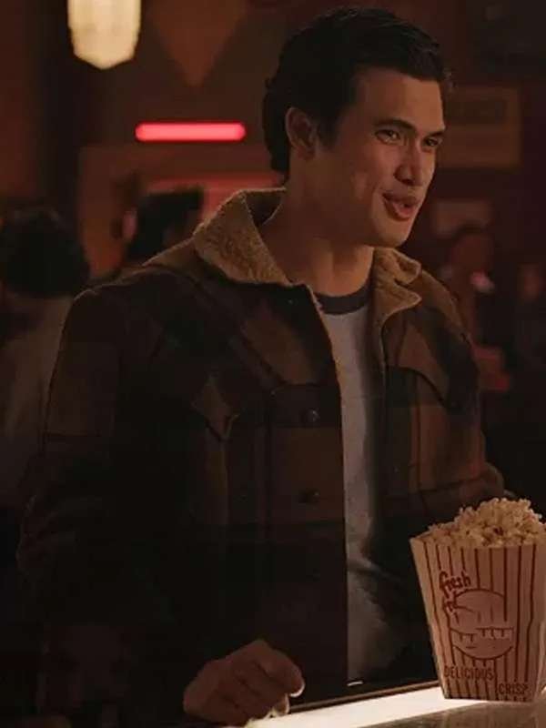 Charles Melton Riverdale S07 Reggie Mantle Shearling Brown Plaid Wool Jacket