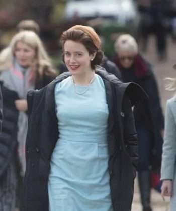 Claire Foy The Crown Black Puffer Coat