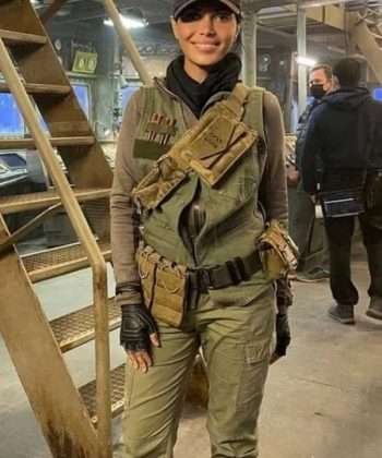 Mundy The Expendables 4 Sheila Shah Green Cotton Vest