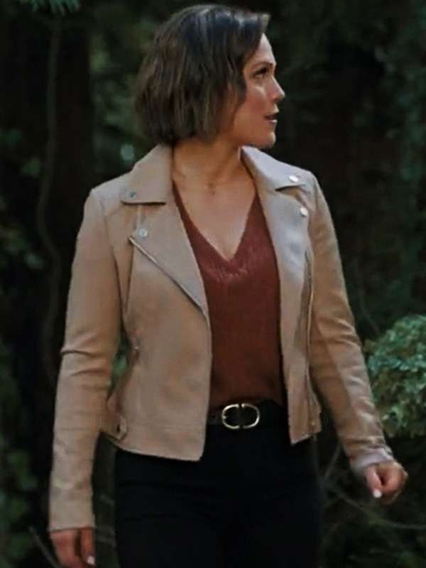 Erin Krakow The Wedding Cottage (2023) Vanessa Doyle Brown Leather Jacket