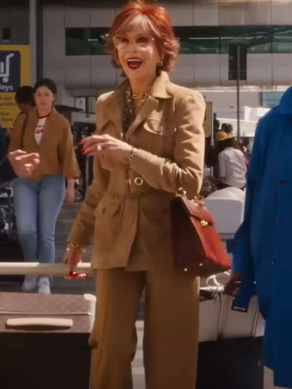Vivian Book Club The Next Chapter Jane Fonda Brown Leather Coat Jane Fonda Book Club The Next Chapter Brown Coat