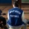 Wally Clark School Spirits S01 Milo Manheim Blue and White Varsity Jacket