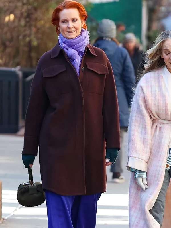 And Just Like That S02 Miranda Hobbes Brown Wool Coat