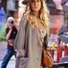 Carrie Bradshaw And Just Like That Sarah Jessica Parker Grey Wool Trench Coat