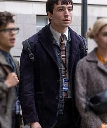 Ezra Miller The Flash Barry Allen Black Corduroy Blazer Coat