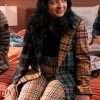 Maitreyi Ramakrishnan Never Have I Ever S04 Devi Multicolor Plaid Trench Coat