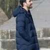 Roy Kent Ted Lasso S03 Brett Goldstein Blue Hooded Puffer Coat