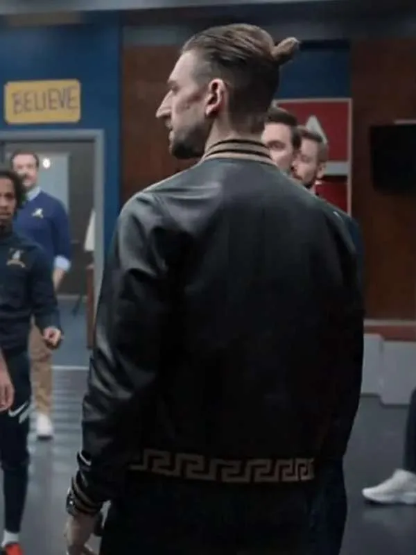 Maximilian Osinski Ted Lasso S03 Zava Black Leather Bomber Jacket