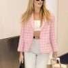 Margot Robbie Barbie Movie 2023 Pink Checkered Blazer