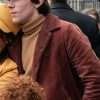 The Miracle Club Movie 2023 Mark McKenna Maroon Shearling Cotton Jacket