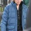 The Miracle Club Movie 2023 Eileen Dunne Blue Hooded Puffer Coat