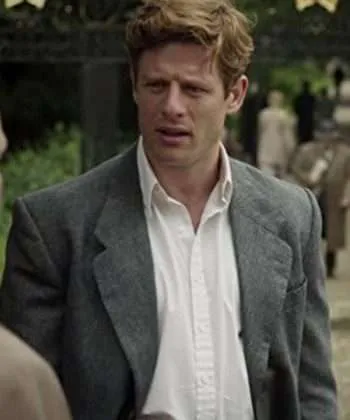 James Norton Grantchester Sidney Chambers Gray Wool Coat