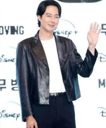 Kim Doo-shik Moving S01 Zo In-sung Black Cropped Leather Jacket