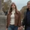 The Family Stallone Jennifer Flavin Brown Suede Leather Jacket