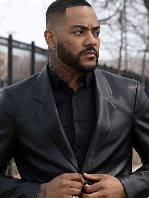 Emmett Washington The Chi Jeff Pierre Black Leather Coat