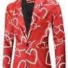 Valentine’s Day Hearts Printed Red Blazer Coat
