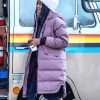 Tina Gates Purple Hooded Puffer Coat