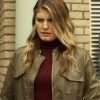 Caitlin Bassett Brown Bomber Leather Jacket