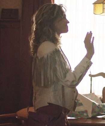 Hilary Swank Ordinary Angels 2024 White Fringe Jacket