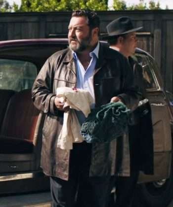 Monsieur Spade S01 Denis Menochet Black Leather Coat