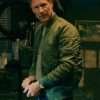The Bricklayer 2024 Aaron Eckhart Green Bomber Jacket