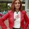 Toralei Stripe Red Leather Jacket