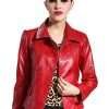 Valentines Day Couple Red Leather Jacket