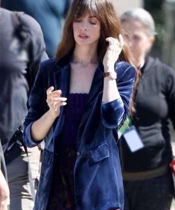Solene Blue Velvet Blazer Coat