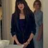 Anne Hathaway Velvet Blazer
