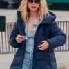 MaXXXine Mia Goth Blue Puffer Jacket